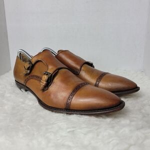 Antonio Maurizi Men's Shoes Size 9 Cap Toe Brown Leather  Double Monk Strap